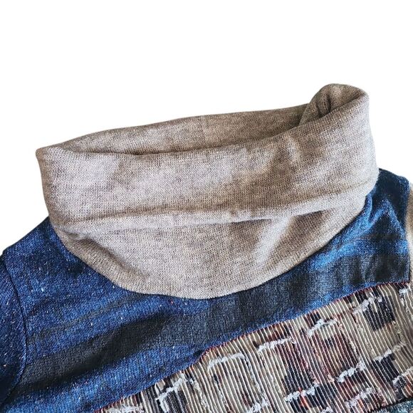 India Factory Hand-Painted Tunic Cowl Neck Art Top Size M One Of A Kind Piece - Picture 12 of 16